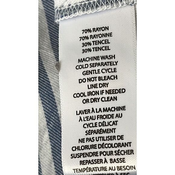 Beach Lunch Lounge Women’s M Blue and White Striped Sleeveless Button Up Collare - Picture 6 of 8